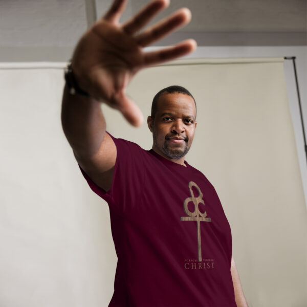 Men’s Purpose Through Christ T-shirt & Outside Logo Tag - Image 6